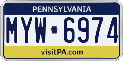 PA license plate MYW6974