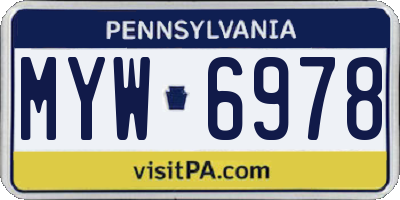 PA license plate MYW6978