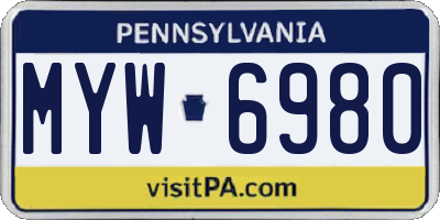 PA license plate MYW6980