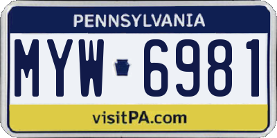 PA license plate MYW6981