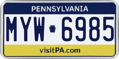 PA license plate MYW6985