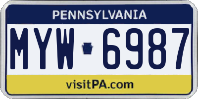 PA license plate MYW6987