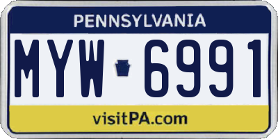 PA license plate MYW6991