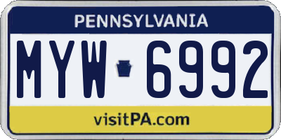 PA license plate MYW6992