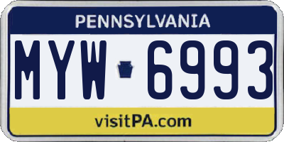 PA license plate MYW6993