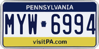 PA license plate MYW6994