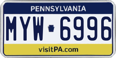 PA license plate MYW6996