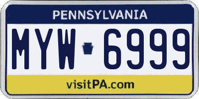 PA license plate MYW6999