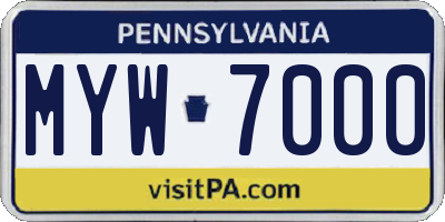 PA license plate MYW7000