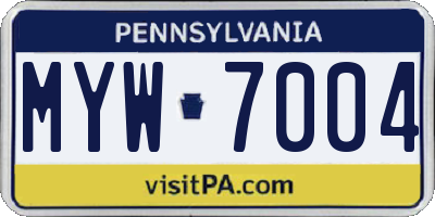 PA license plate MYW7004