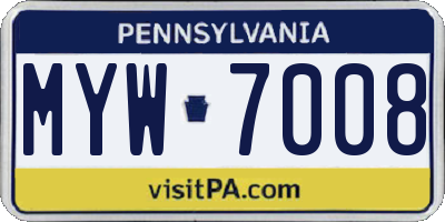 PA license plate MYW7008