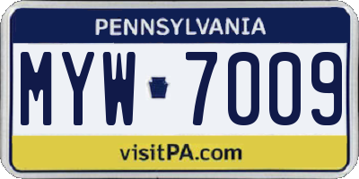 PA license plate MYW7009