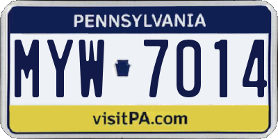 PA license plate MYW7014