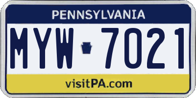 PA license plate MYW7021