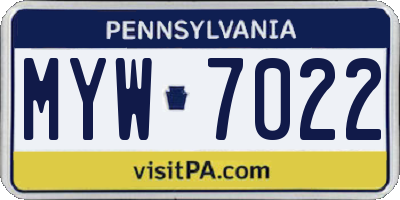 PA license plate MYW7022