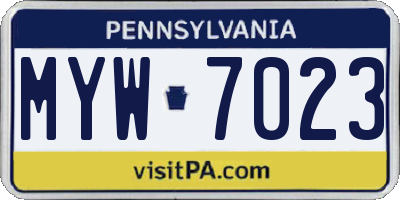 PA license plate MYW7023