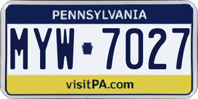 PA license plate MYW7027