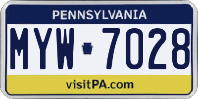 PA license plate MYW7028