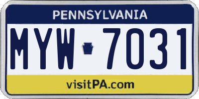 PA license plate MYW7031