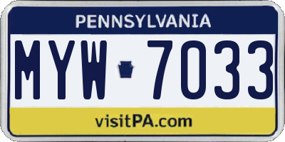 PA license plate MYW7033