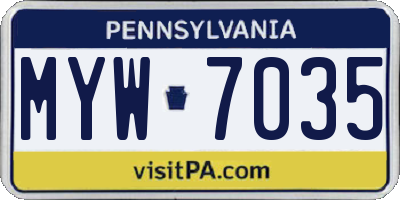 PA license plate MYW7035