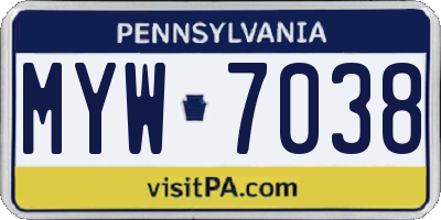 PA license plate MYW7038