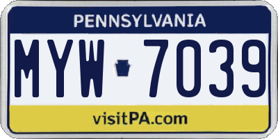 PA license plate MYW7039