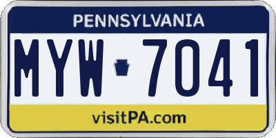 PA license plate MYW7041