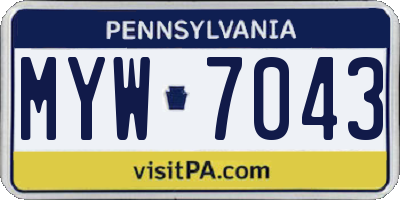 PA license plate MYW7043