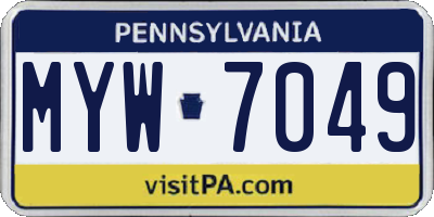 PA license plate MYW7049
