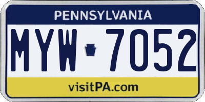 PA license plate MYW7052