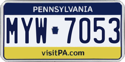 PA license plate MYW7053