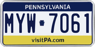 PA license plate MYW7061