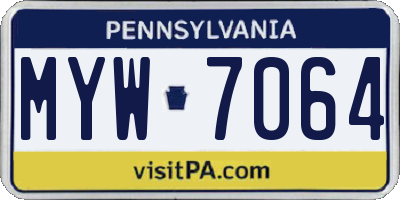 PA license plate MYW7064