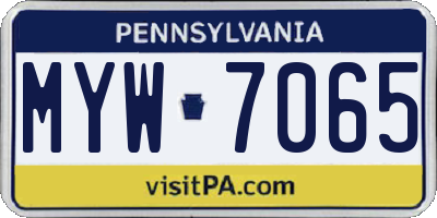 PA license plate MYW7065