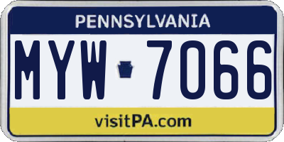 PA license plate MYW7066