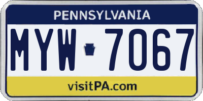 PA license plate MYW7067