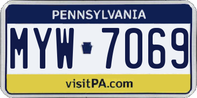 PA license plate MYW7069
