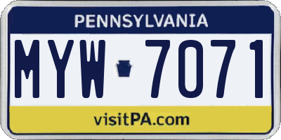PA license plate MYW7071
