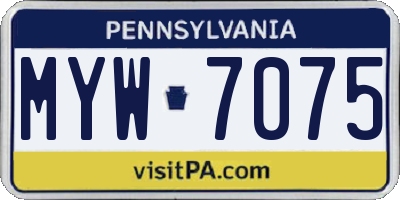 PA license plate MYW7075