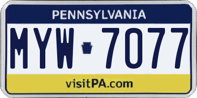 PA license plate MYW7077