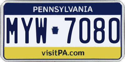 PA license plate MYW7080