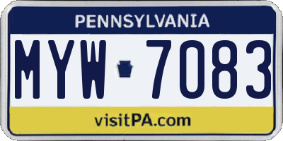 PA license plate MYW7083