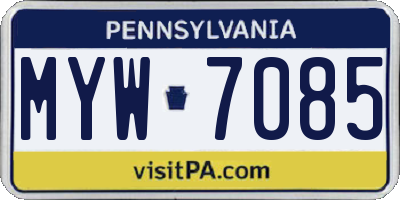 PA license plate MYW7085