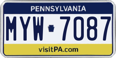 PA license plate MYW7087