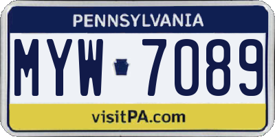 PA license plate MYW7089