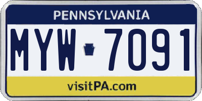 PA license plate MYW7091