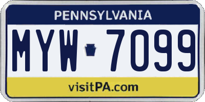 PA license plate MYW7099
