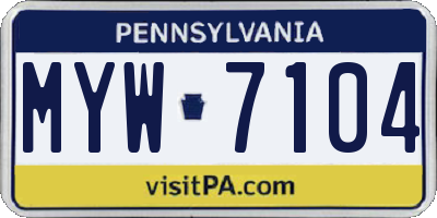 PA license plate MYW7104