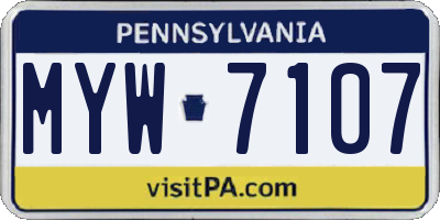 PA license plate MYW7107